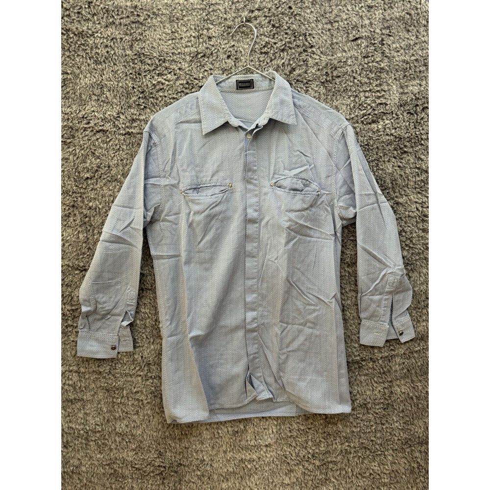 Versus Versace Shirt Women's Blue Stripes Button Up Vintage Made‎ In Italy 34/40
